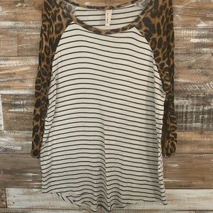 Striped/Leopard Print Top 2XL